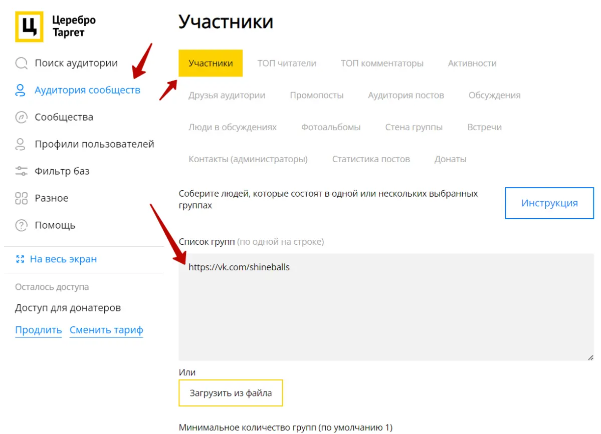 Парсинг собственной аудитории